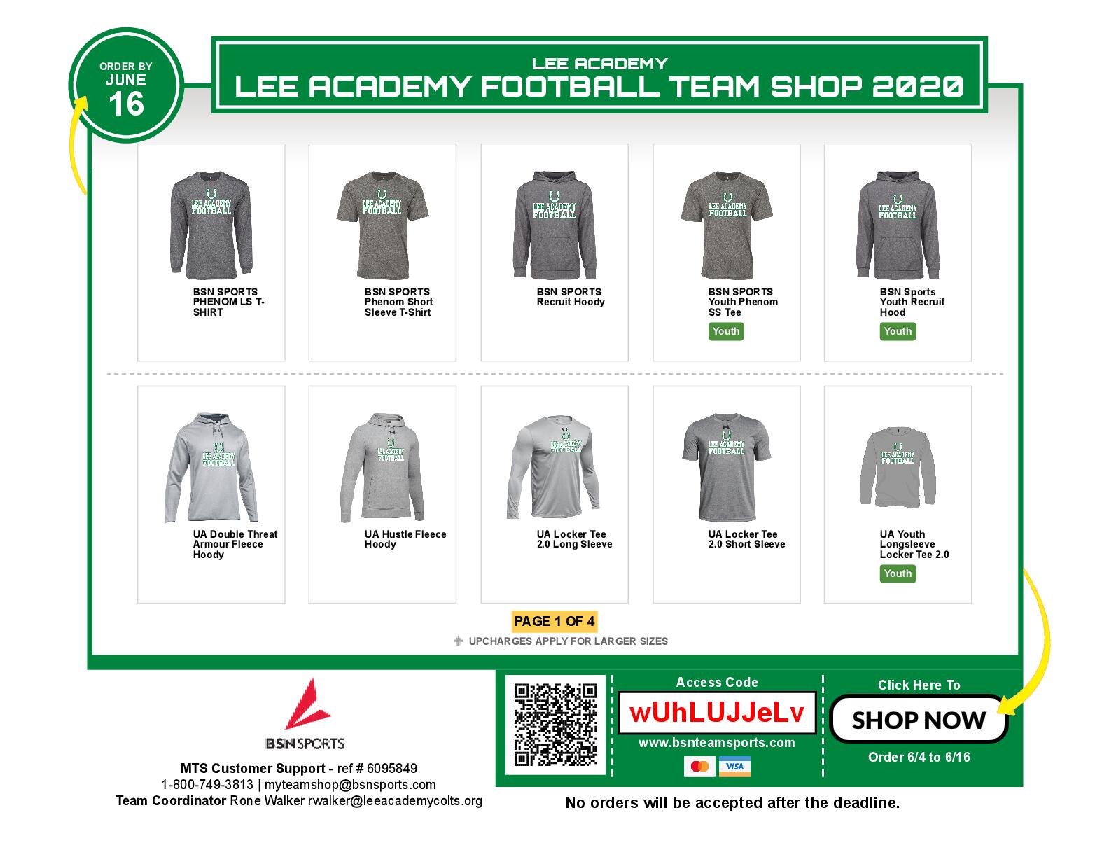 Lee Academy Football Team Shop 2020 Flyer